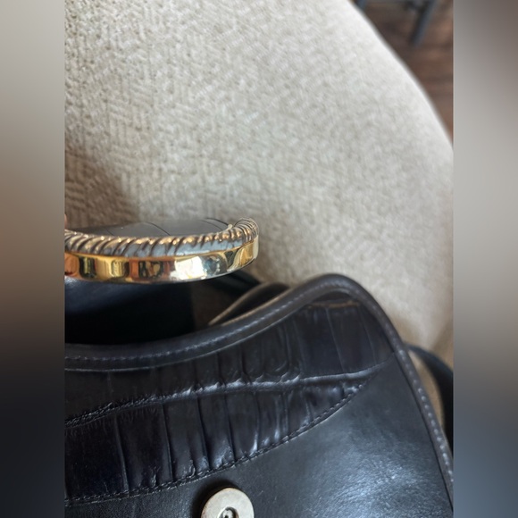 Vintage Brighton Black Smooth Croc Embossed Leather Satchel Shoulder Bag - Picture 13 of 14